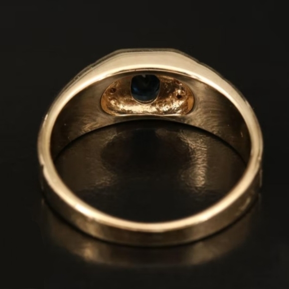 10K Yellow Gold Sapphire and Diamond Band Ring - Picture 4 of 13